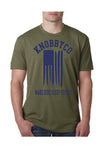 Mens Military Green American Flag Mountain Bike T-shirt. Wake. Ride. Sleep. Repeat.