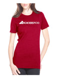 Women's Cardinal Red KnobbyCo Brand mountain bike t-shirt