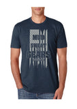 Mens Navy American Flag Mountain Bike T-shirt. MUD SWEAT AND GEARS