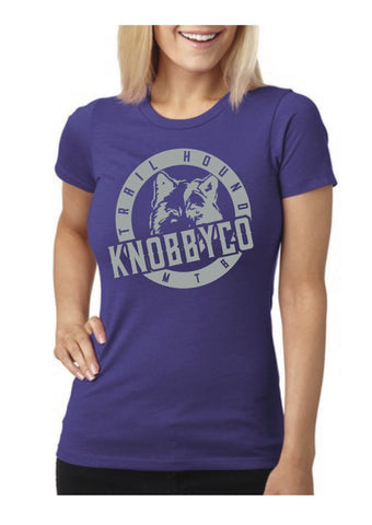 Women's purple Trail Hound Mountain Bike T-shirt. 